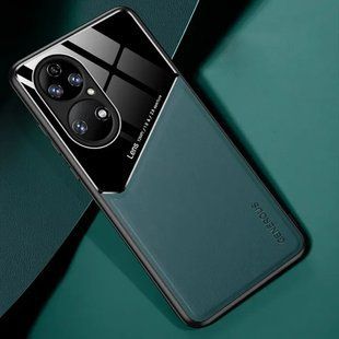 Бизнес чехол бампер GENEROUS для Huawei P50 Pro из стекла и искусственной кожи