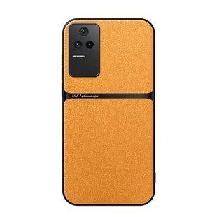 Кожаный чехол Elegance с магнитом для Xiaomi Poco F4 5G Orange