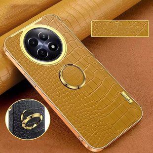 Чохол для Realme 13 5G з тисненням під шкіру крокодила і магнітним утримувачем Yellow