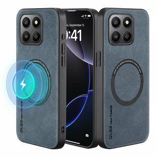 Кожаный чехол OLGE с MagSafe для Huawei Honor 400 Smart Blue