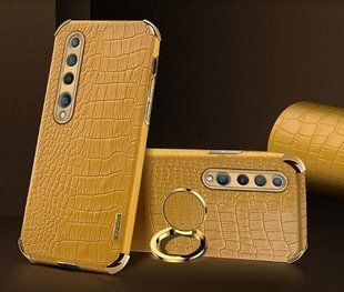 Чохол для Xiaomi Mi 10 / Mi 10 Pro з тисненням під шкіру крокодила і магнітним утримувачем Yellow