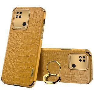 Чохол для Xiaomi Redmi 9C з тисненням під шкіру крокодила і магнітним утримувачем Yellow