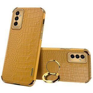 Чохол для Samsung Galaxy M23 5G з тисненням під шкіру крокодила і магнітним утримувачем Yellow