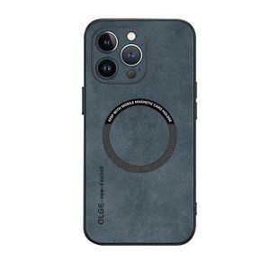 Кожаный чехол OLGE с MagSafe для Apple iPhone 16 Pro Max Blue
