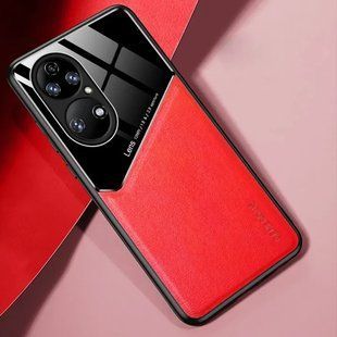 Бизнес чехол бампер GENEROUS для Huawei P50 Pro из стекла и искусственной кожи