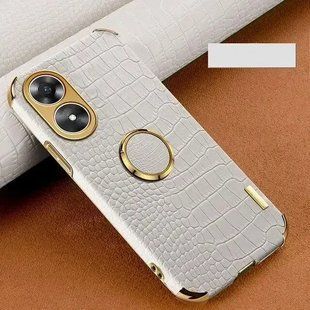 Чехол для Oppo A17k с тиснением под кожу крокодила и магнитным держателем White
