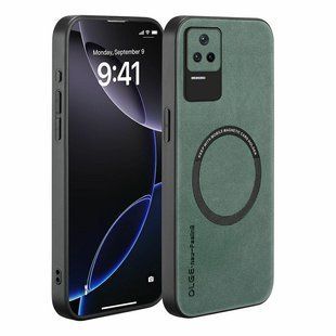 Кожаный чехол OLGE с MagSafe для Xiaomi Poco F4 5G Green