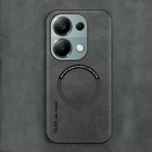 Кожаный чехол OLGE с MagSafe для Xiaomi Poco C85 Light gray