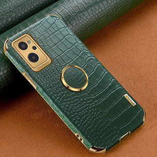 Чехол для Realme 9i с тиснением под кожу крокодила и магнитным держателем Green