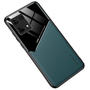 Бизнес чехол бампер GENEROUS для Oppo Reno7 4G из стекла и искусственной кожи