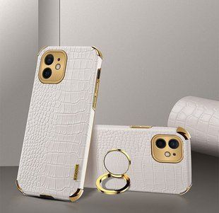 Чохол для Apple Iphone 11 з тисненням під шкіру крокодила і магнітним утримувачем White