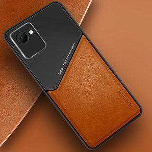 Бизнес чехол бампер GENEROUS для Realme C30s из стекла и искусственной кожи