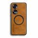 Шкіряний чохол OLGE з MagSafe для Huawei Honor 70 Golden brown