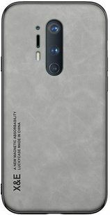 Кожаный чехол Sheepskin с магнитом для OnePlus 8 Pro Light gray
