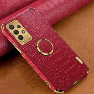Чехол для Samsung Galaxy A32 5G с тиснением под кожу крокодила и магнитным держателем Red