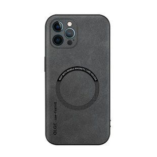 Шкіряний чохол OLGE з MagSafe для Apple iPhone 14 Pro Light gray