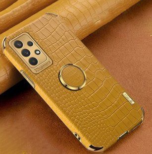 Чохол для Samsung Galaxy A32 5G з тисненням під шкіру крокодила і магнітним утримувачем Yellow