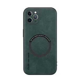 Шкіряний чохол OLGE з MagSafe для Apple iPhone 11 Pro Green