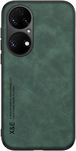 Кожаный чехол Sheepskin с магнитом для Huawei P50 Pro Green