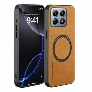 Шкіряний чохол OLGE з MagSafe для Xiaomi 14T Golden brown