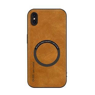 Шкіряний чохол OLGE з MagSafe для Apple iPhone X / iPhone Xs Golden brown