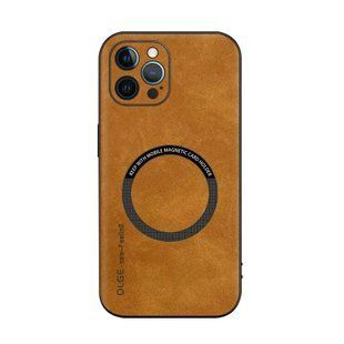 Шкіряний чохол OLGE з MagSafe для Apple iPhone 14 Pro Golden brown