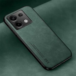 Кожаный чехол Sheepskin с магнитом для Xiaomi Poco M6 Pro Green