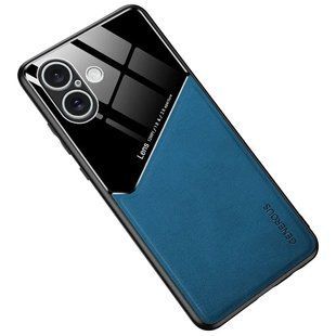 Бизнес чехол бампер GENEROUS для Apple iPhone 16 Plus из стекла и искусственной кожи