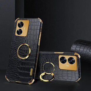 Чехол для Realme C55 с тиснением под кожу крокодила и магнитным держателем