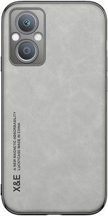 Кожаный чехол Sheepskin с магнитом для Oppo Reno7 Lite / Reno8 Lite Light gray