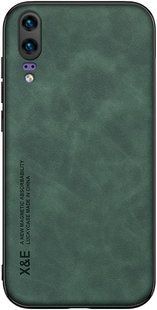 Кожаный чехол Sheepskin с магнитом для Huawei P20 Green