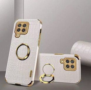 Чехол для Samsung Galaxy A12 / M12 с тиснением под кожу крокодила и магнитным держателем White