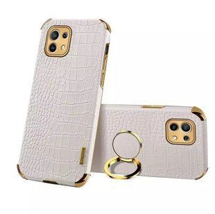 Чехол для Xiaomi Mi 11 с тиснением под кожу крокодила и магнитным держателем White
