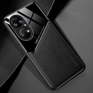 Бизнес чехол бампер GENEROUS для Huawei P50 Pro из стекла и искусственной кожи
