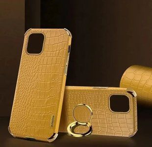 Чохол для Realme 11 5G з тисненням під шкіру крокодила і магнітним утримувачем Yellow