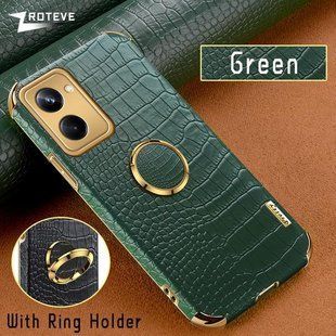 Чехол для Realme 10 Pro 5G с тиснением под кожу крокодила и магнитным держателем Green