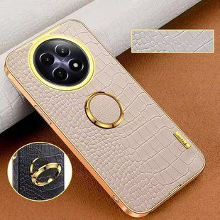 Чохол для Realme 13 5G з тисненням під шкіру крокодила і магнітним утримувачем White