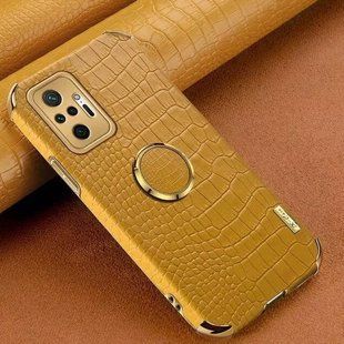 Чехол для Xiaomi Redmi Note 10 Pro с тиснением под кожу крокодила и магнитным держателем Yellow