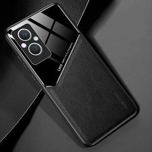 Бизнес чехол бампер GENEROUS для Oppo Reno7 Lite / Reno8 Lite из стекла и искусственной кожи