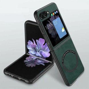 Кожаный чехол OLGE с MagSafe для Samsung Galaxy Flip 7 FE Green
