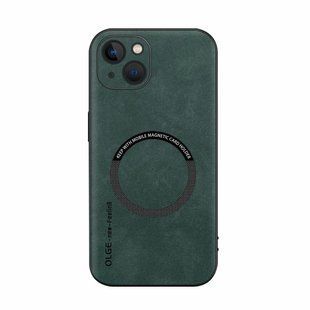 Шкіряний чохол OLGE з MagSafe для Apple iPhone 15 Green