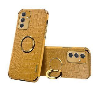 Чохол для Samsung Galaxy A54 з тисненням під шкіру крокодила і магнітним утримувачем Yellow