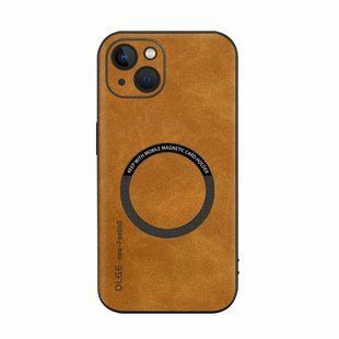 Шкіряний чохол OLGE з MagSafe для Apple iPhone 15 Golden brown