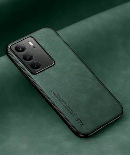 Кожаный чехол Sheepskin с магнитом для Realme C75 Green