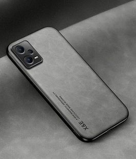 Кожаный чехол Sheepskin с магнитом для Xiaomi Redmi Note 12 Pro 5G Light gray