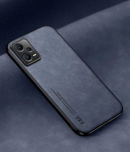 Кожаный чехол Sheepskin с магнитом для Xiaomi Redmi Note 12 Pro 5G Blue