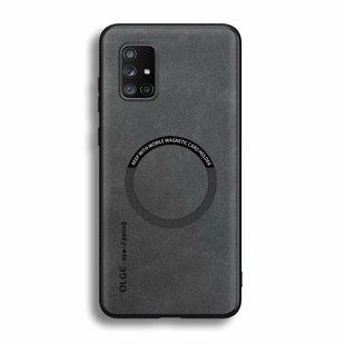 Кожаный чехол OLGE с MagSafe для Samsung Galaxy A71 Light gray